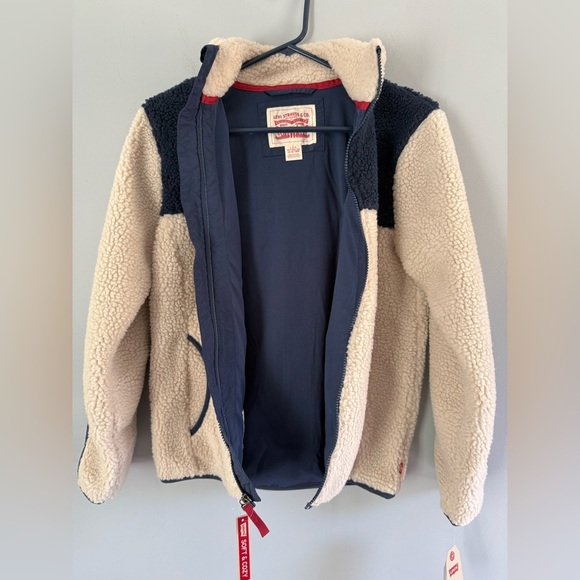 Levi’s Colorblock Sherpa Jacket Big Boys Sz L 12-13 yrs NWT full zip pockets - Picture 8 of 16